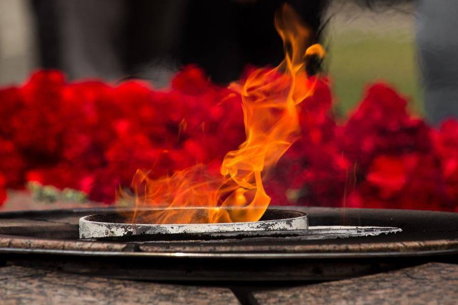 The Eternal Flame before the majestic statue was lit in 2015