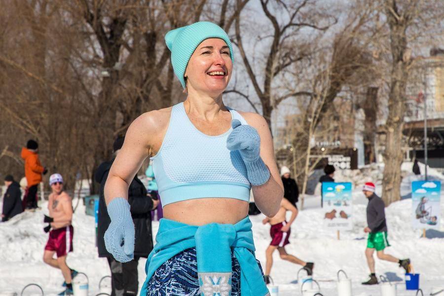 Quite a few women are among the winter swimmers
