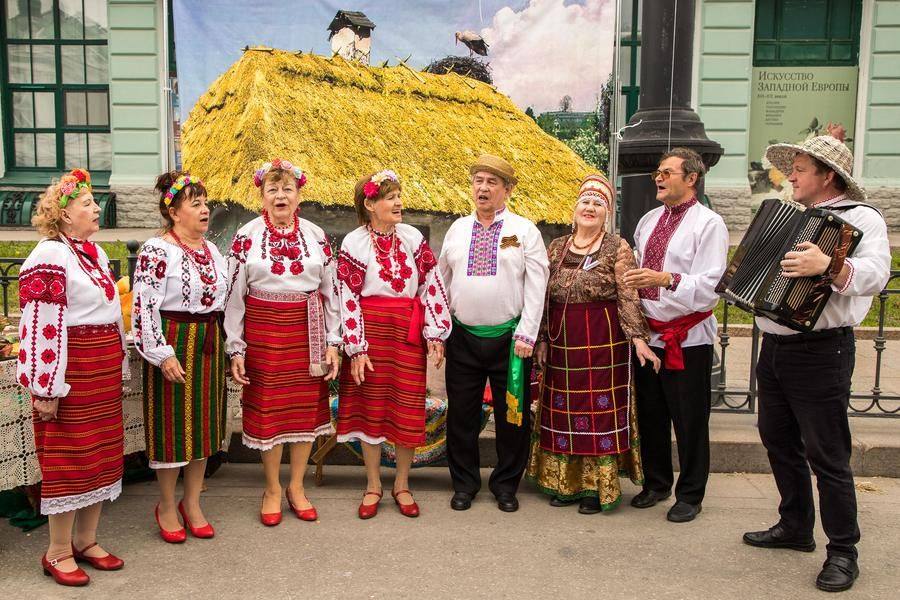 Nearby, songs in Ukrainian ring out