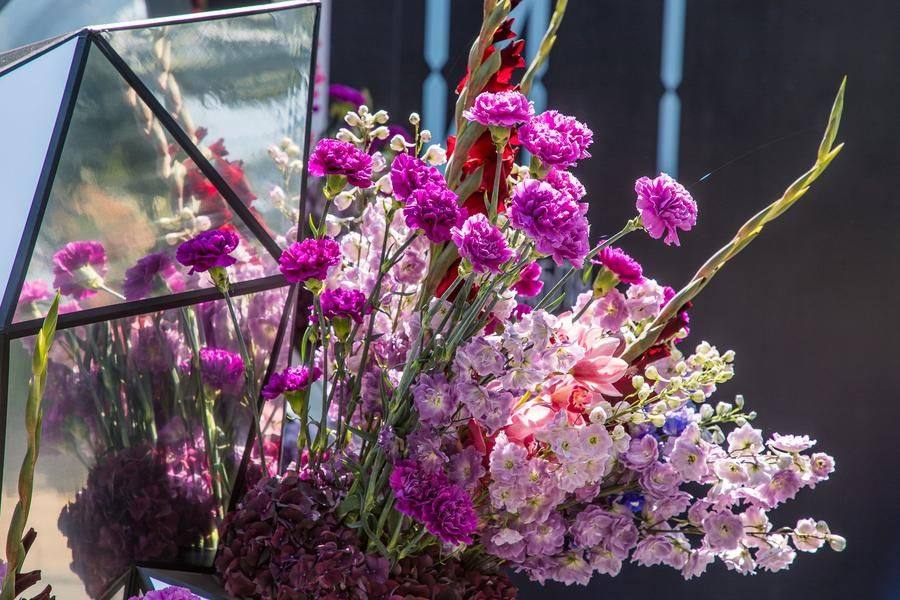 Flowers perfectly complement the vivid galactic imagery