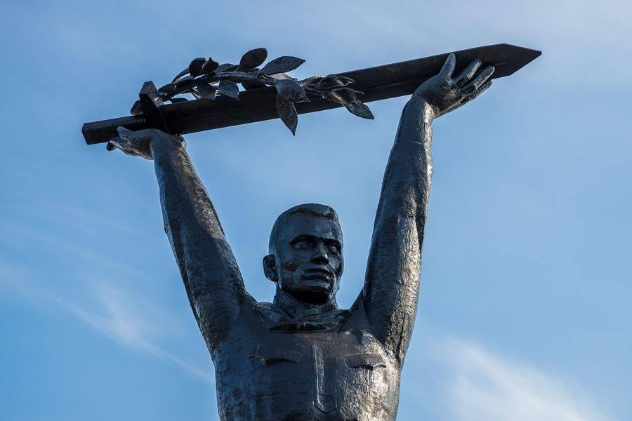 The walk ends at the Liberator Soldier sculpture
