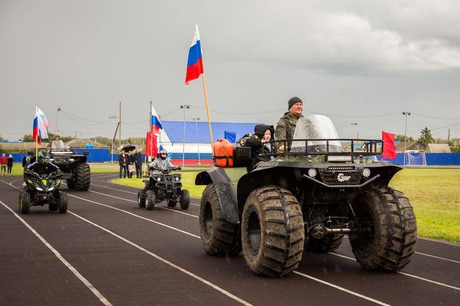 ATV riders put on high‑speed demonstration runs