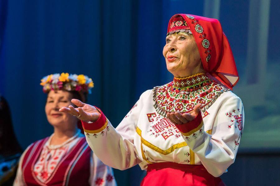 Valentina Taranova’s costume features Chuvash national ornamentation