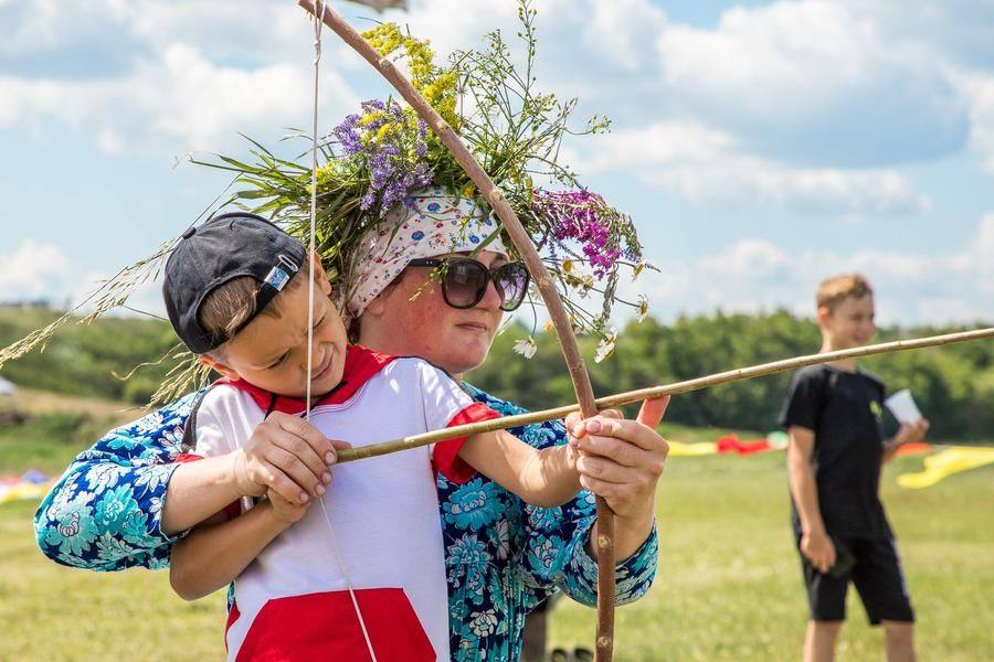 At this station, visitors can try archery