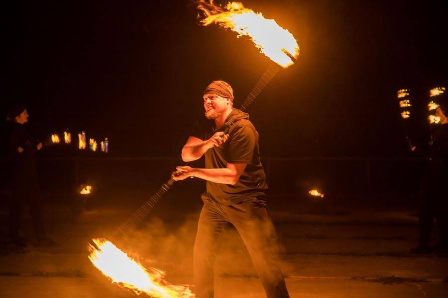 Andrey Krasnousov takes the solo with flaming “comets” in his hands