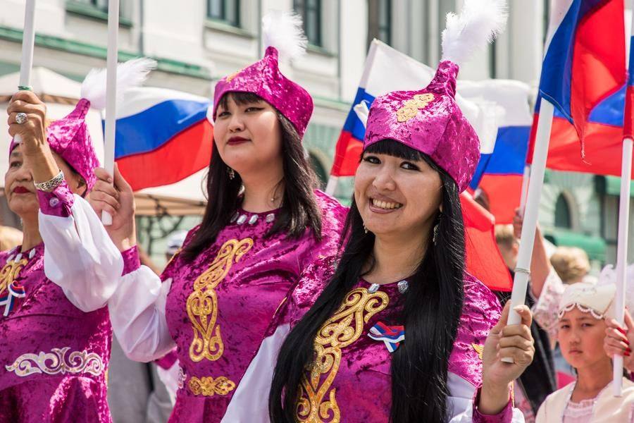 Here, the citizens are greeted by representatives of the peoples of Asia…