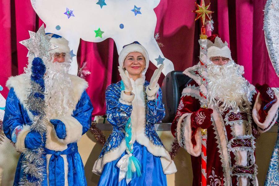They have to captivate the kids, present a gift to the main Father Frost, and lead a flashmob dance