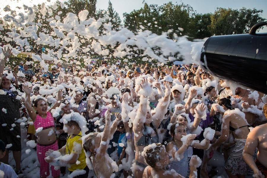 The final treat of the day is the foam party