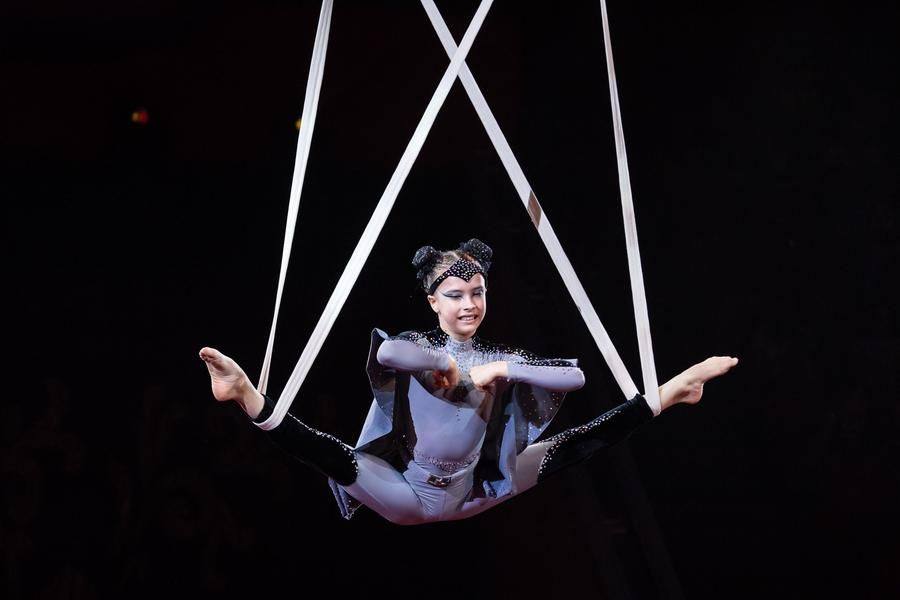 Her outstanding physical fitness lets her stay perfectly in control at height